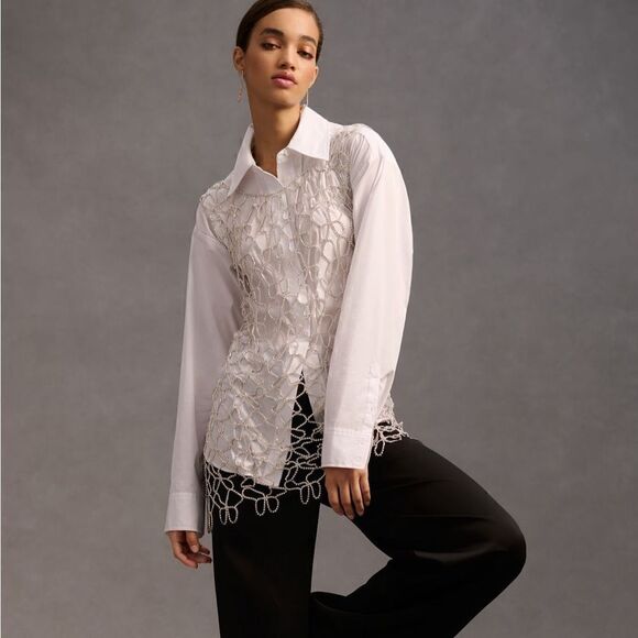 New Anthropologie Rhinestone Tunic Crystal Vest - Picture 2 of 13